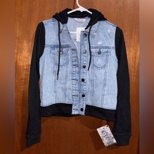 Women's Denim and Black Jean Jacket